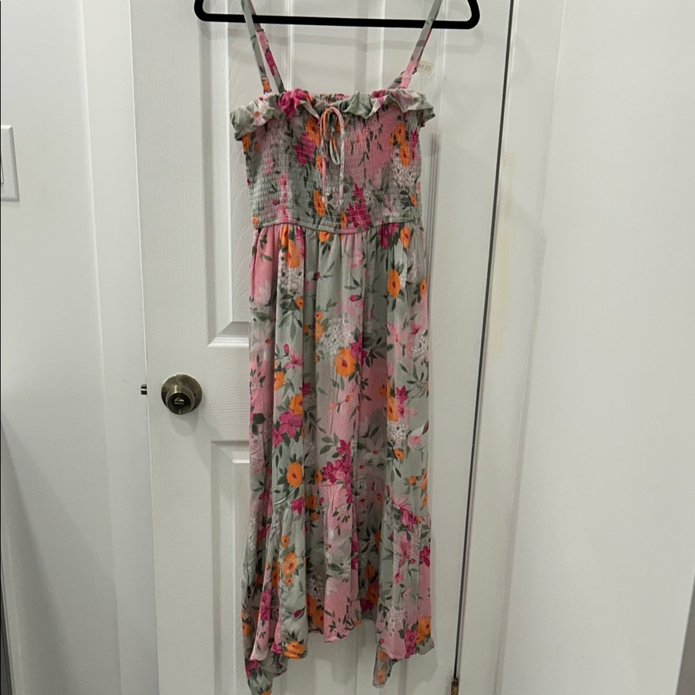 Hollister Pink and Gray Floral Dress
